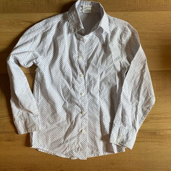 Van Huesen boys size 8 button up collared long sleeve white geomertric - Picture 2 of 6